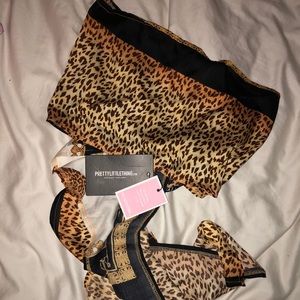 Cheetah print crop tie back top